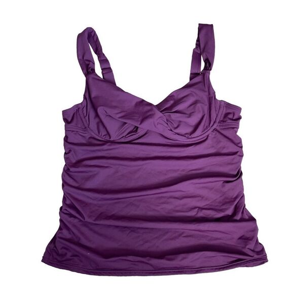Anne Cole Plum Twisted Front Underwired Tankini Top Size 34B - Picture 2 of 10